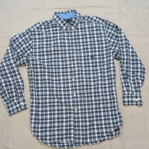 Ralph Lauren Indigo Plaid Oxford Button Down Shirt Pony Men's Size L